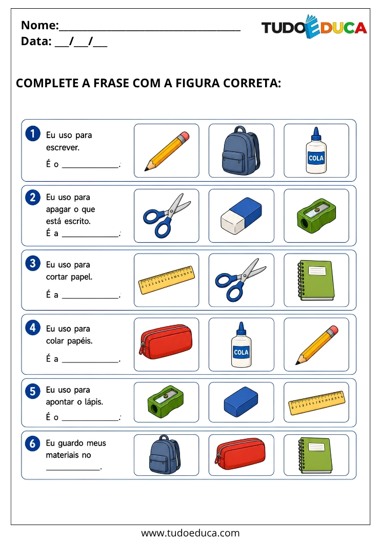 Atividade Adaptada para Autismo responda com as figuras