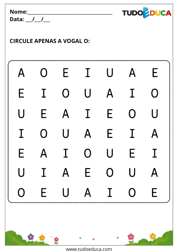 Atividade Inclusiva circule a letra O para Imprimir