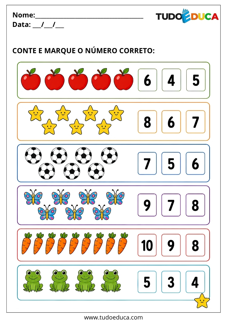 Atividade Inclusiva conte e marque para Imprimir