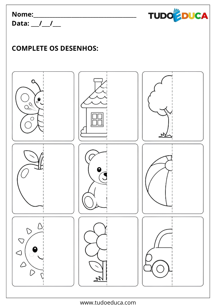 Atividade Inclusiva de simetria para Imprimir