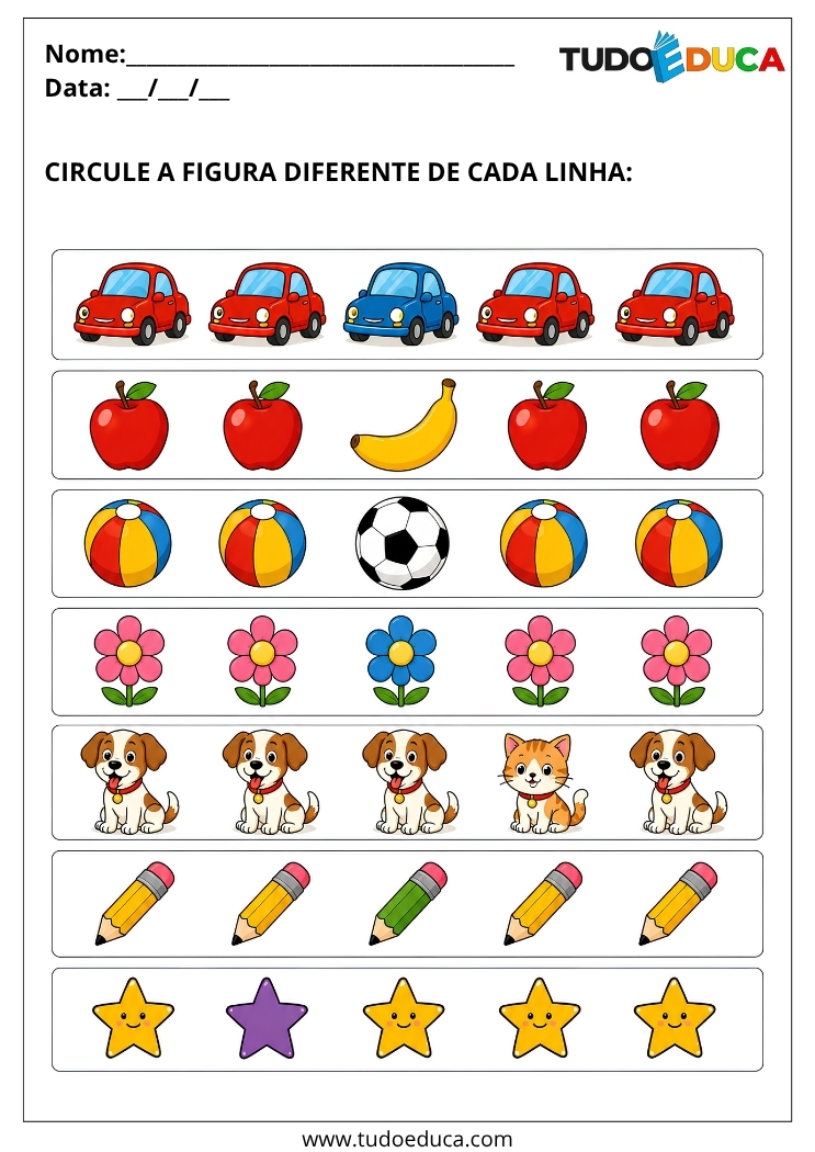 Atividade Inclusiva encontre o diferente para Imprimir