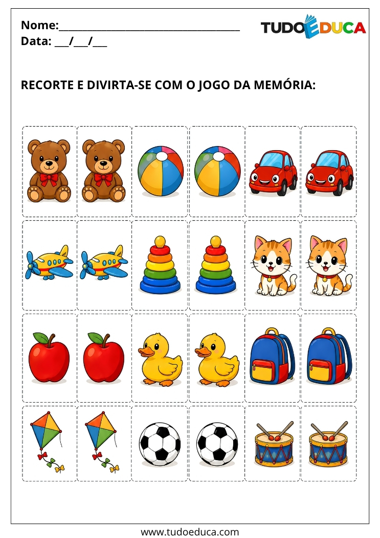 Atividade Inclusiva jogo da memória para Imprimir