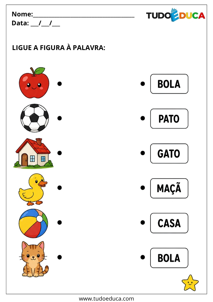 Atividade Inclusiva ligue as figuras nas palavras para Imprimir