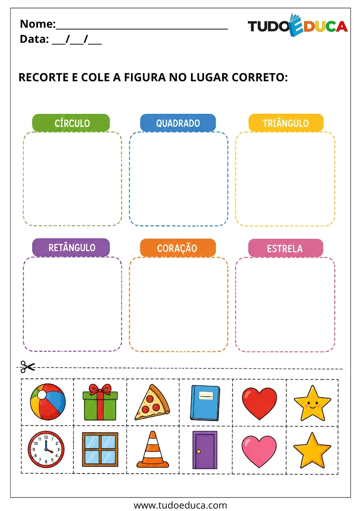 Atividade Inclusiva recorte e cole no local certo para Imprimir