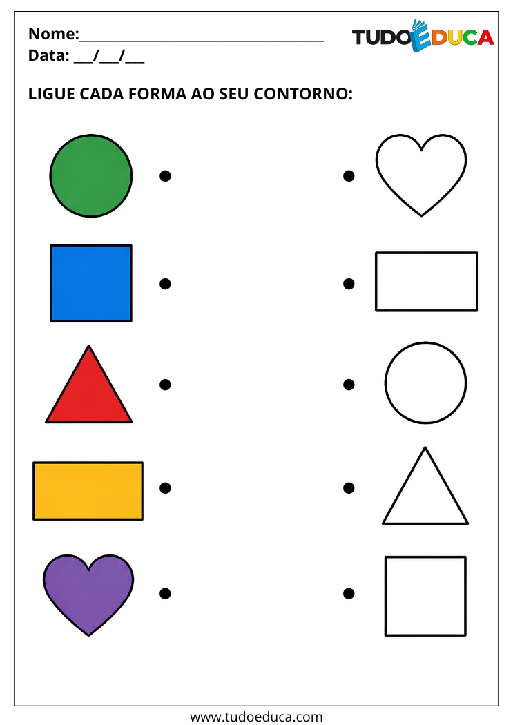 Atividade com Formas Geométricas para Autista ligue as formas ao contorno