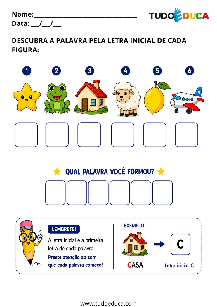 Atividade de Alfabetização descubra a palavra para o 1º Ano