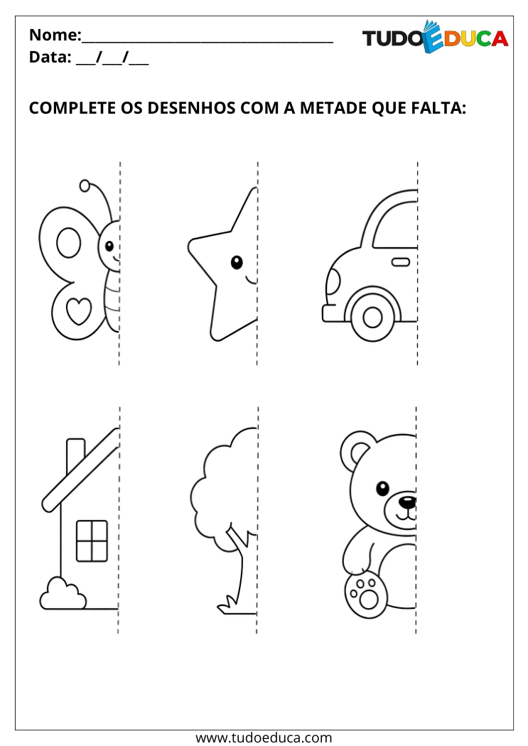 Atividade de Coordenação Motora para Autismo simetria