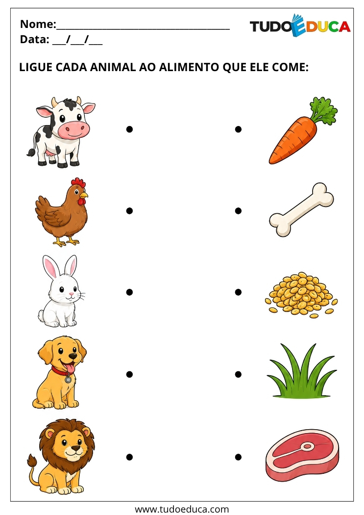 Atividade de Pareamento de alimentos para Deficiência Intelectual