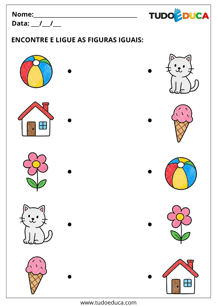 Atividade de Pareamento de objetos para Deficiência Intelectual