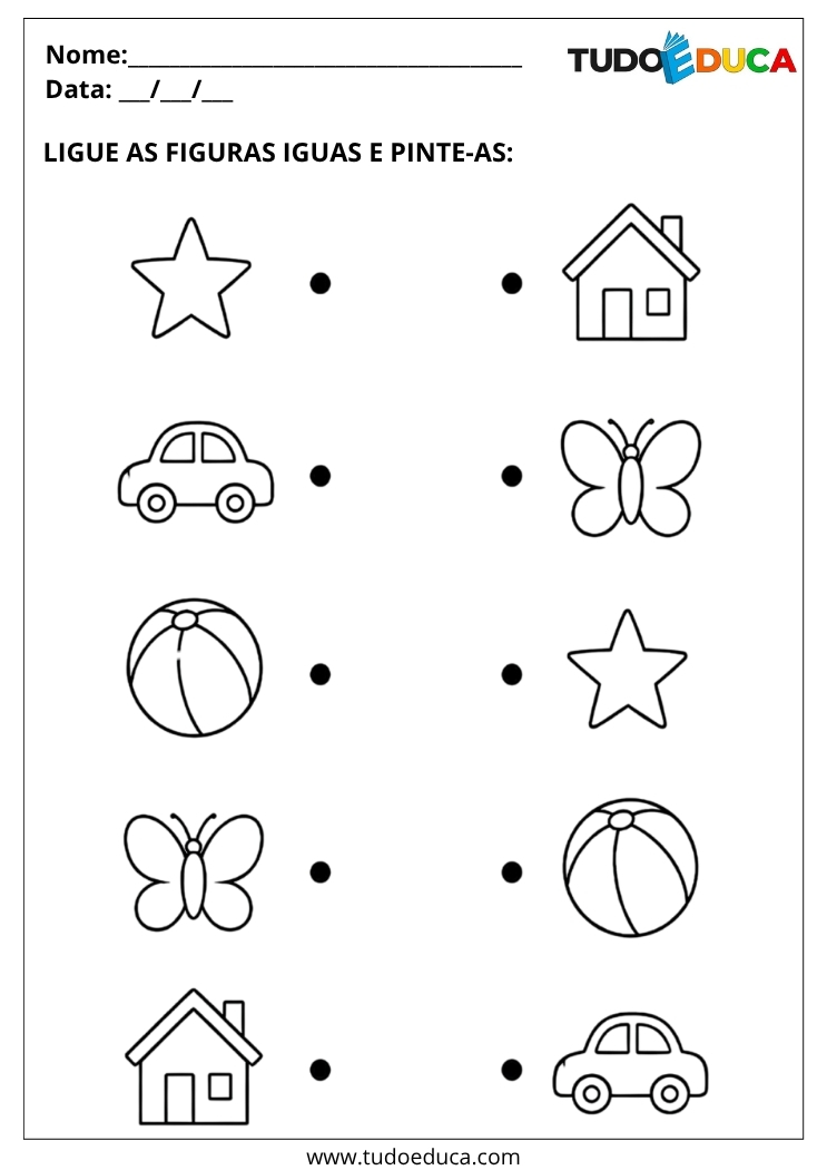 Atividade de Pareamento para Deficiência Intelectual ligue as imagens iguais
