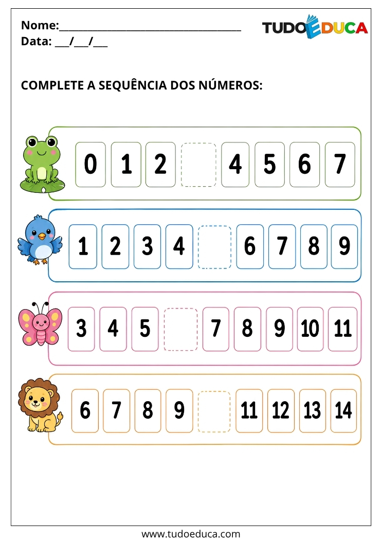 Atividade encontre o Número que falta