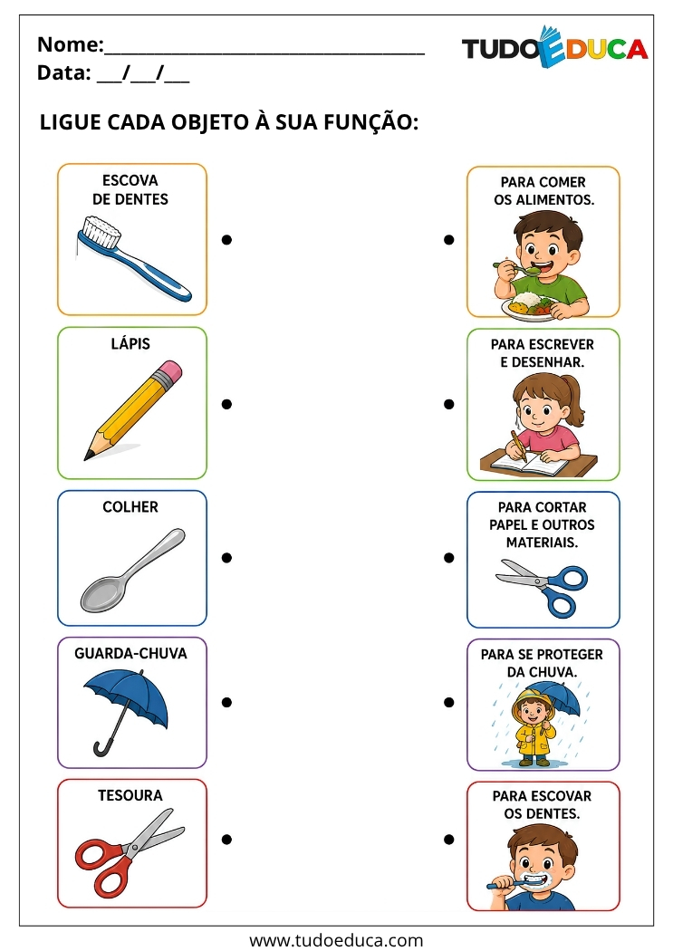 Atividade função dos objetos para Sala de Recursos Multifuncionais