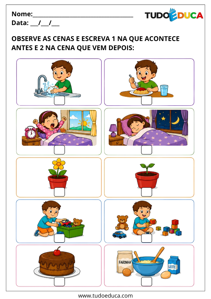 Atividade o que vem antes para AEE para Imprimir