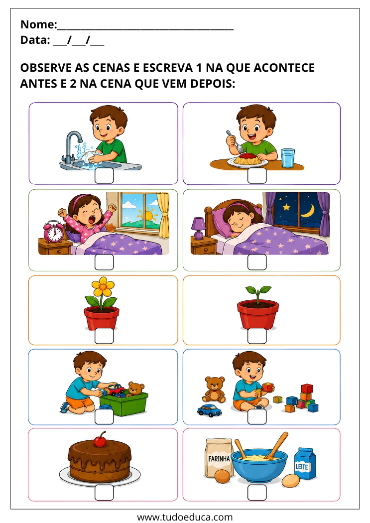 Atividade o que vem antes para AEE para Imprimir