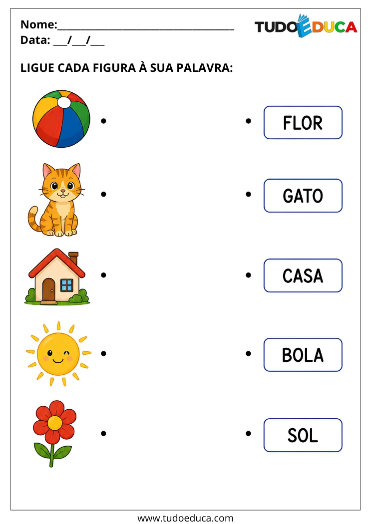 Atividade para AEE ligue as figuras aos nomes para Imprimir