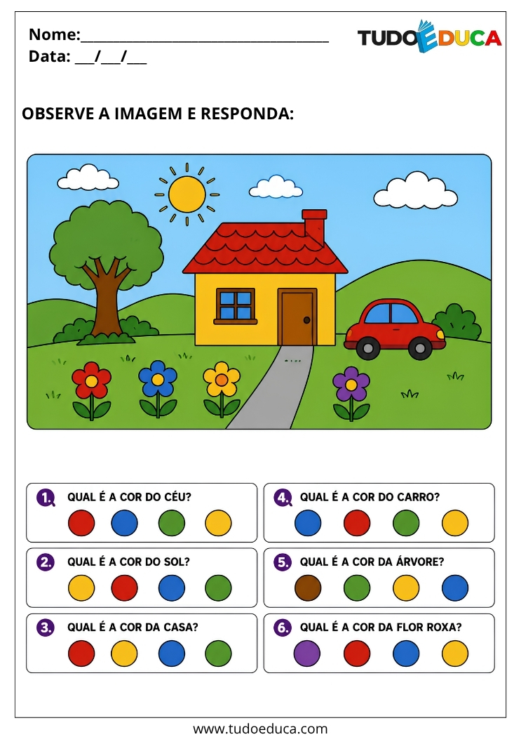 Atividade para Autismo com Cores para Imprimir