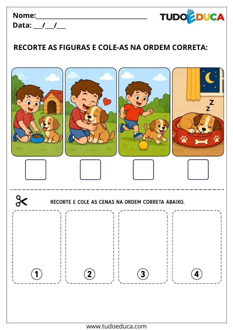 Atividade para Síndrome de Down coloque na ordem correta