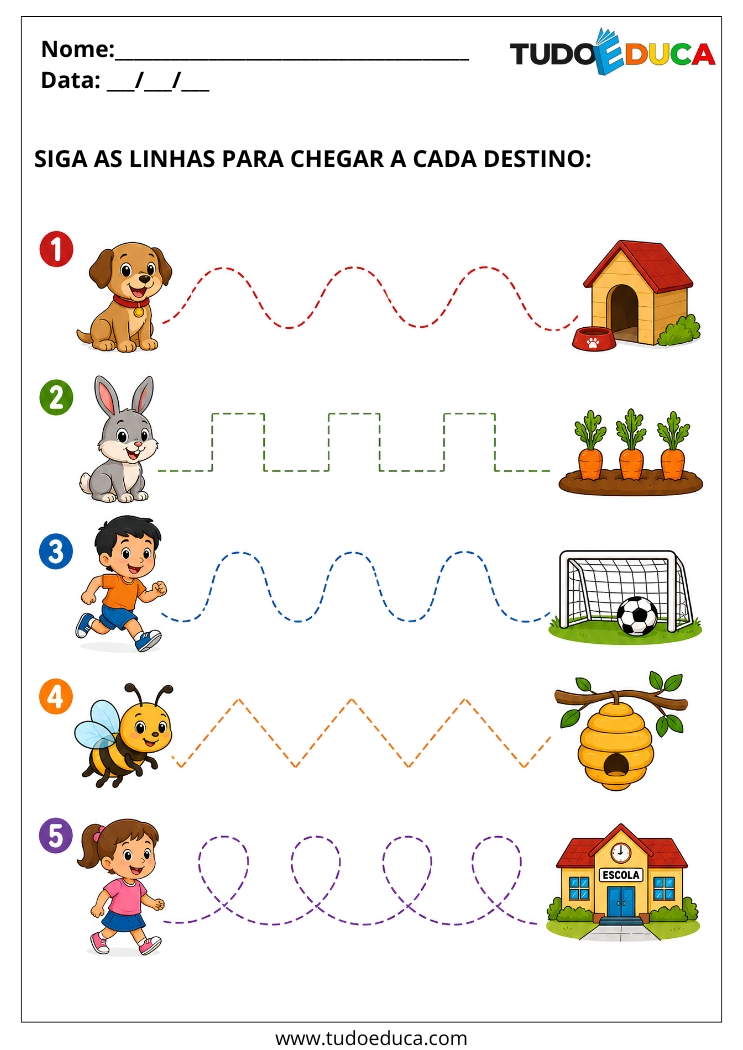 Atividade siga o tracejado para AEE para Imprimir