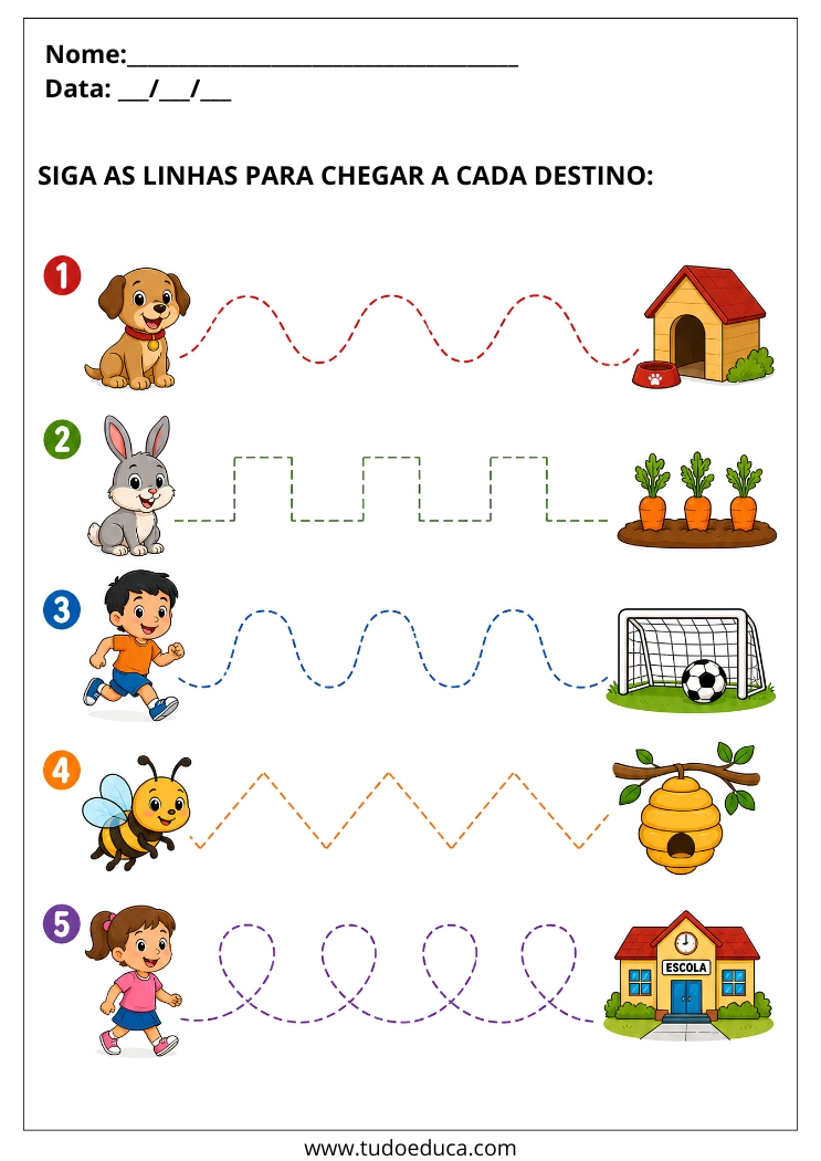 Atividade siga o tracejado para AEE para Imprimir