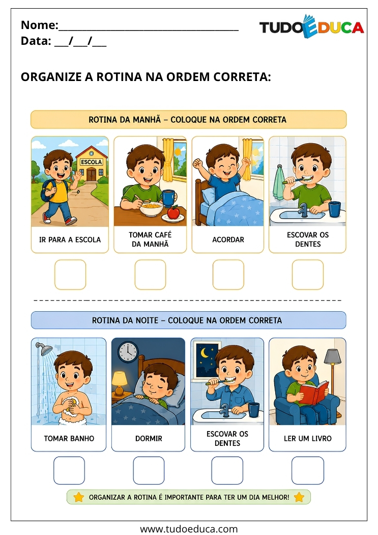 Atividade sobre rotina para Sala de Recursos Multifuncionais