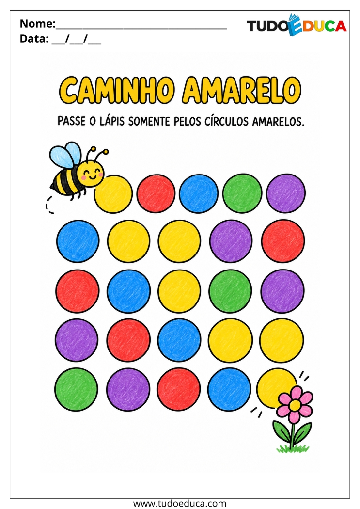 Atividade caminho de Cores para Deficiência Intelectual