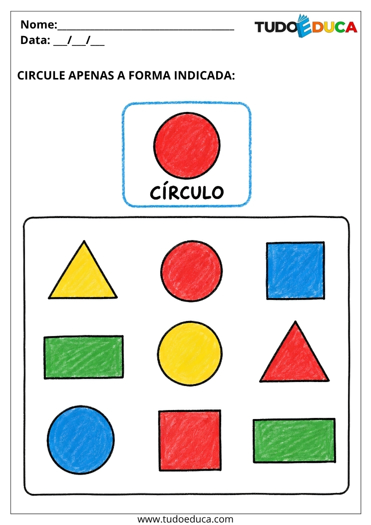 Atividade circule a forma para deficiência intelectual