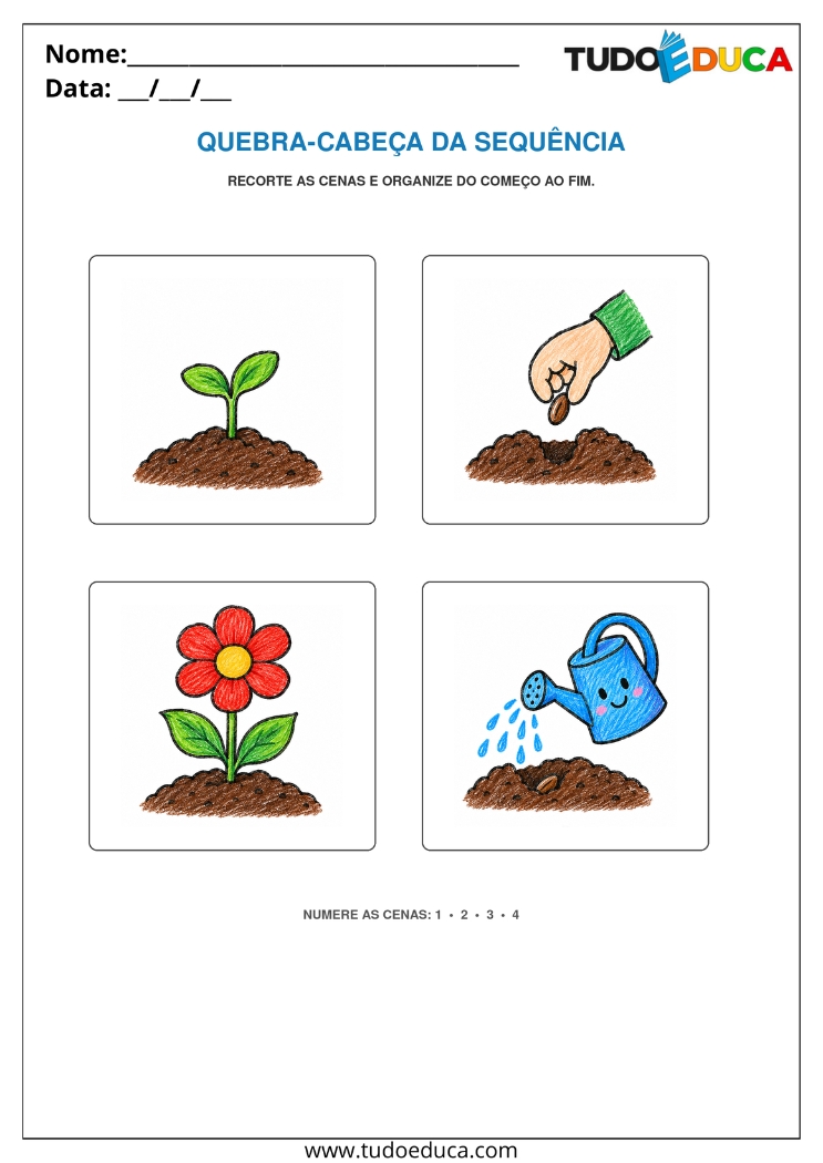 Atividade com Jogo Pedagógico de sequencia para TDAH