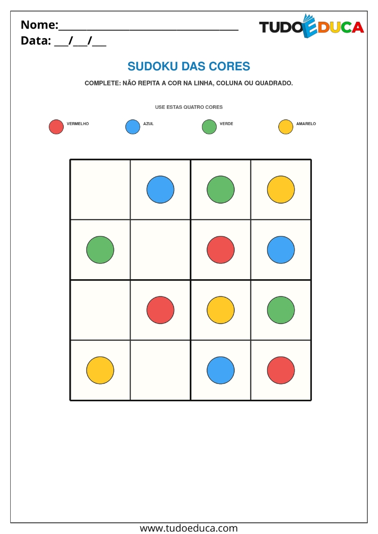 Atividade com Jogo Pedagógico de sudoku para TDAH