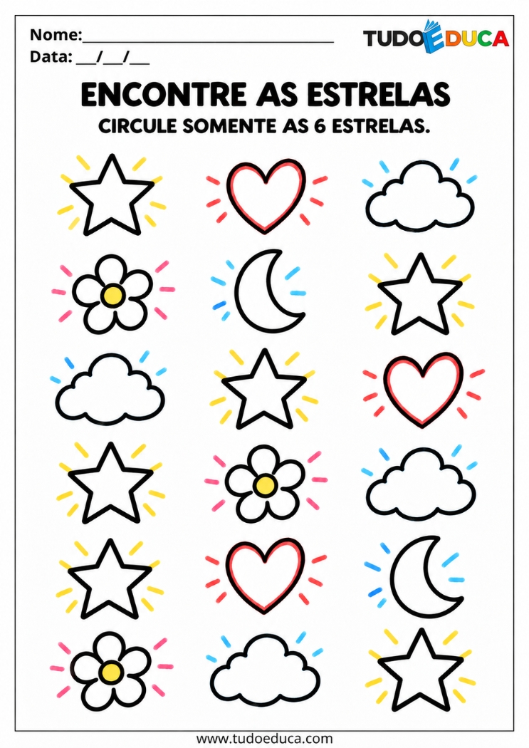 Atividade de Atenção para TDAH encontre as estrelas