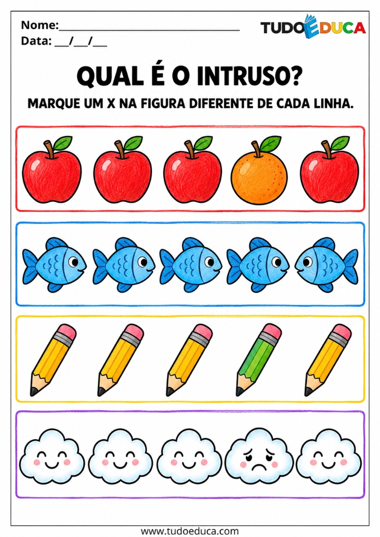Atividade de Atenção para TDAH marque o diferente