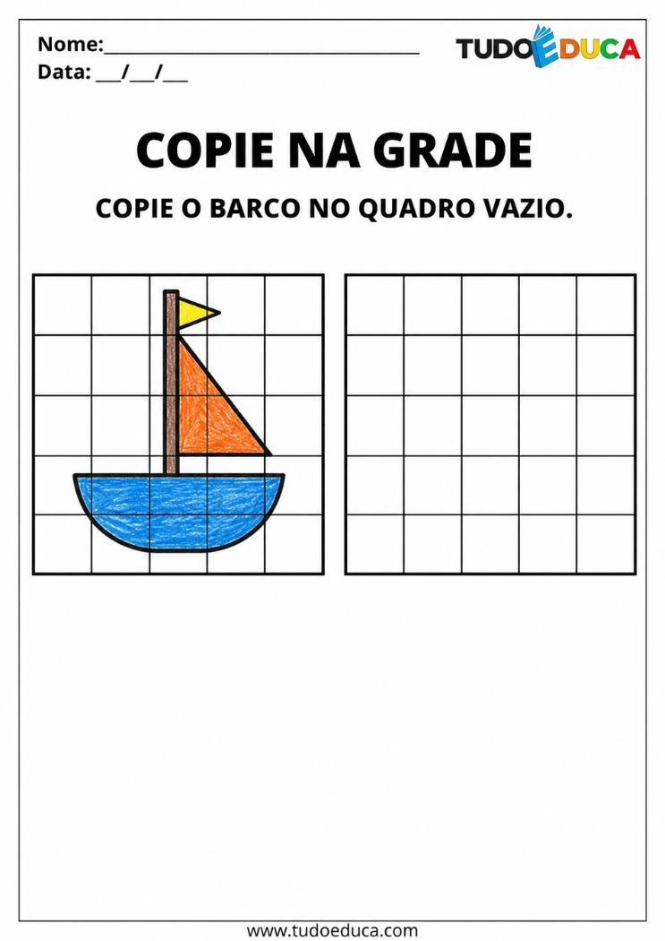 Atividade de Coordenação Motora Fina copie o barco para Autismo