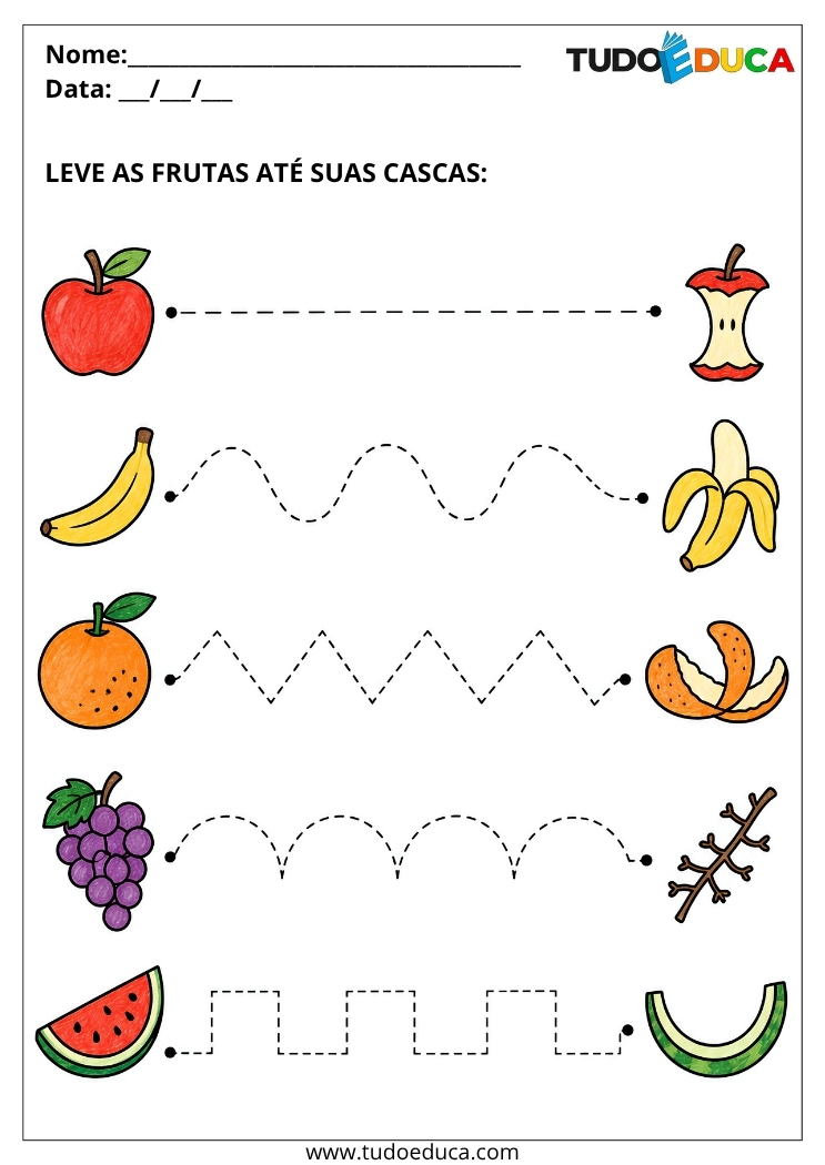Atividade de Coordenação Motora para Educação Infantil leve as frutas