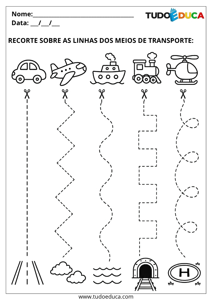 Atividade de Coordenação Motora para Educação Infantil recorte as linhas
