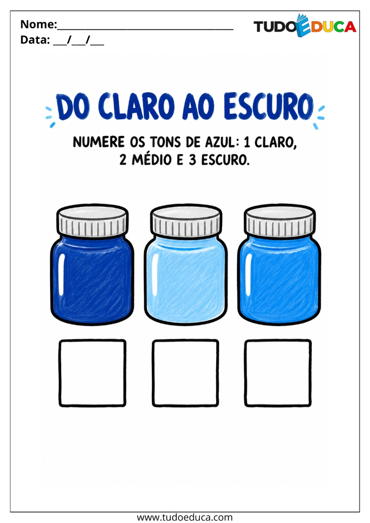 Atividade de Cores claro e escuro para Deficiência Intelectual