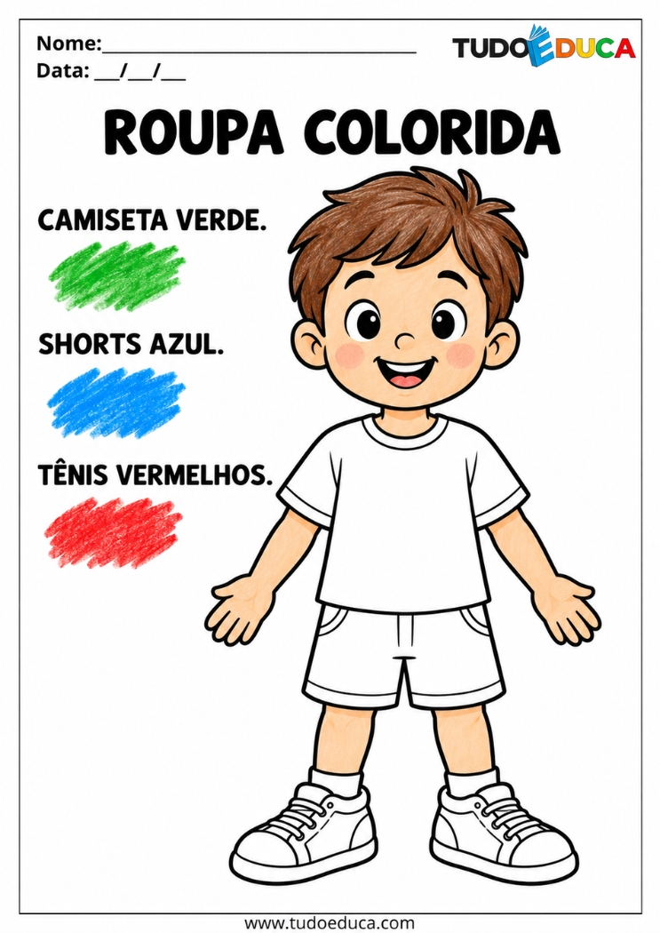 Atividade de Pintura Dirigida roupa colorida para Autismo