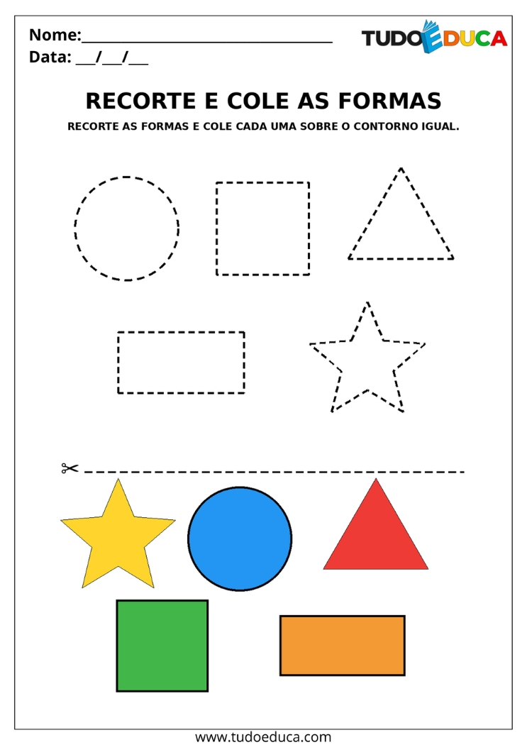 Atividade de Recorte e Colagem com formas para Deficiência Intelectual