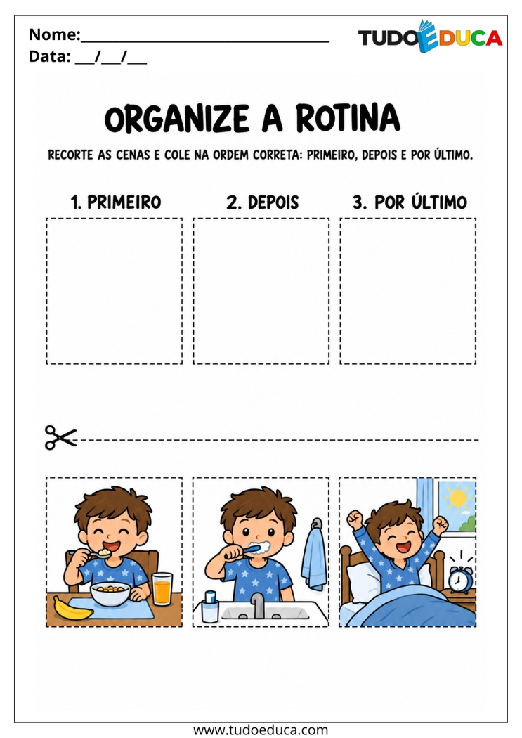 Atividade de Recorte e Colagem com rotina para Deficiência Intelectual
