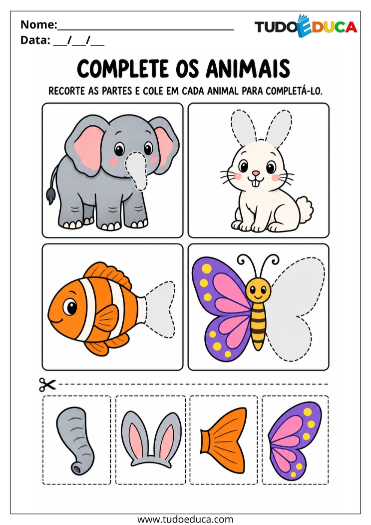 Atividade de Recorte e Colagem para Deficiência Intelectual
