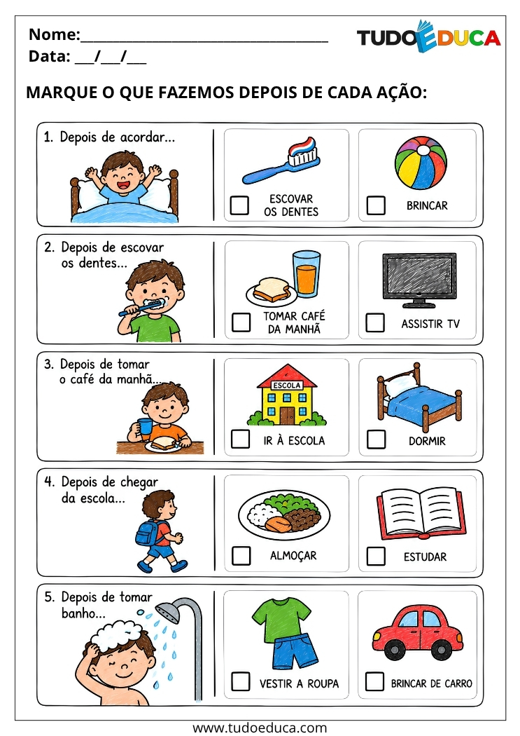 Atividade de Rotina para Deficiência Intelectual o que vem depois