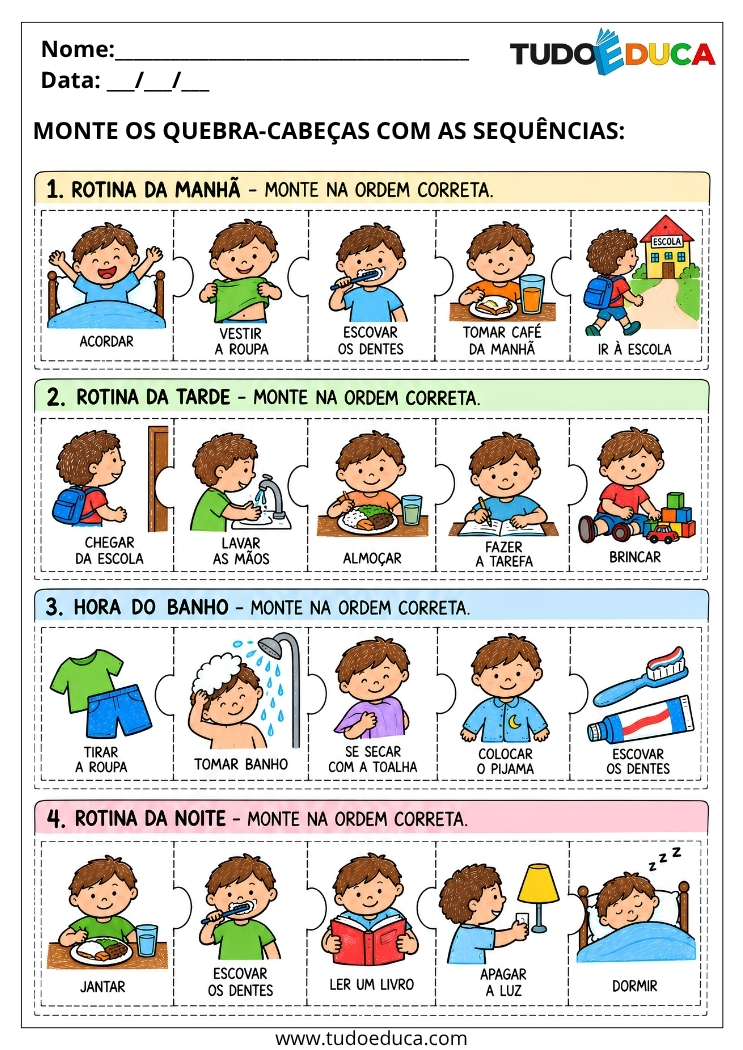 Atividade de Rotina para Deficiência Intelectual