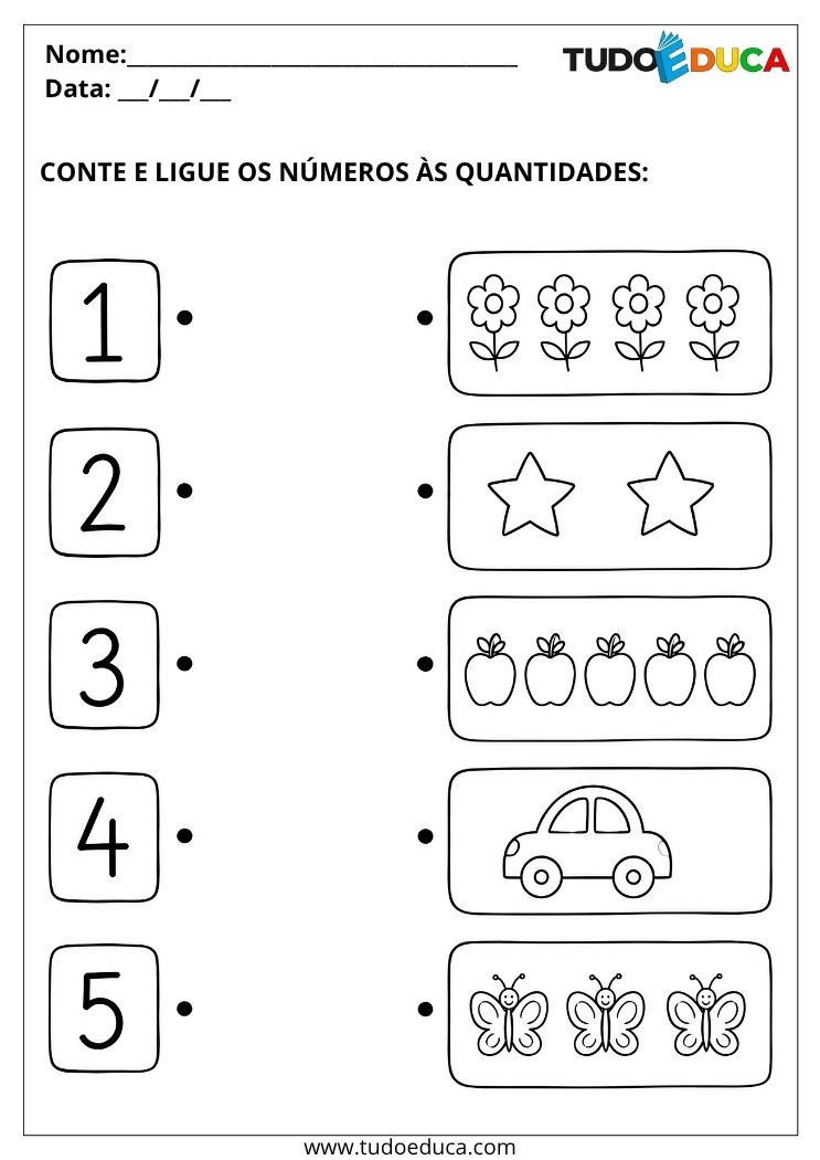 Atividade de conte e ligue para deficiência intelectual