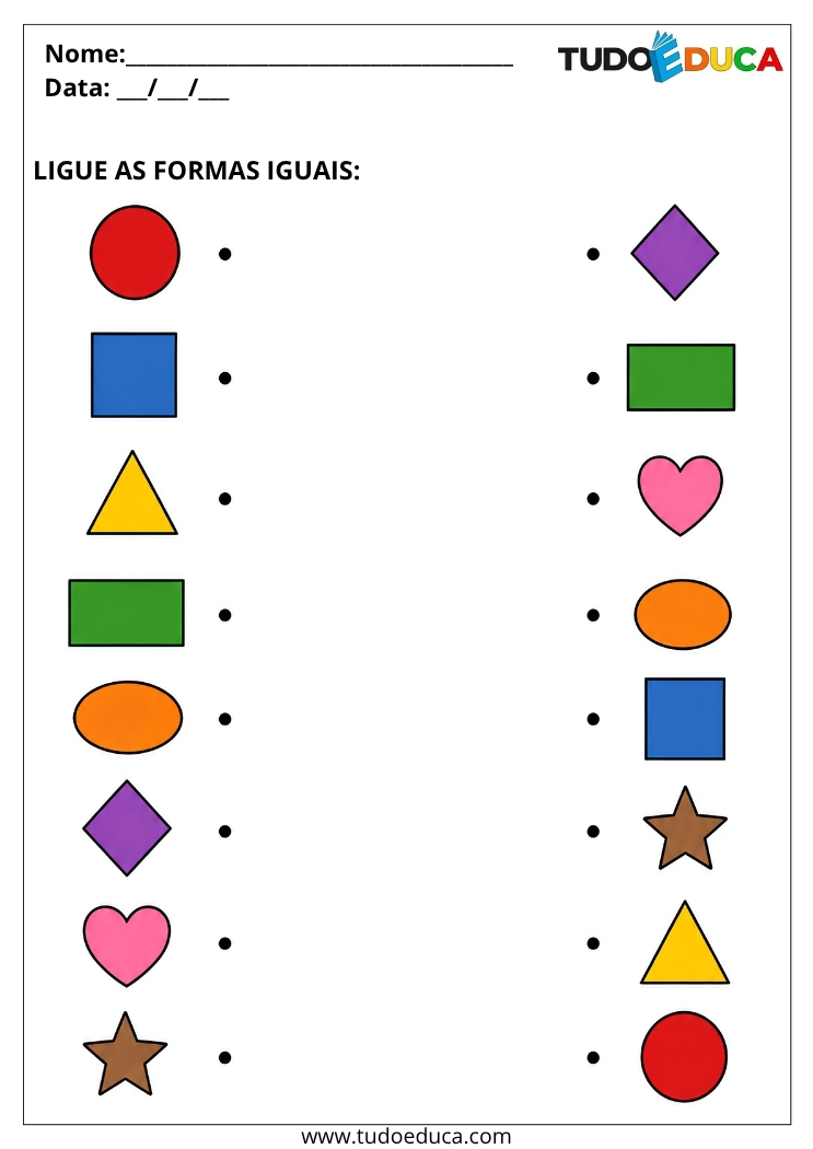 Atividade para Educação Infantil ligue as formas geometricas para Imprimir