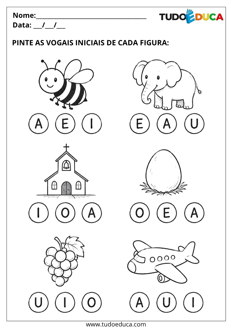 Atividade para Educação Infantil pinte as vogais para Imprimir