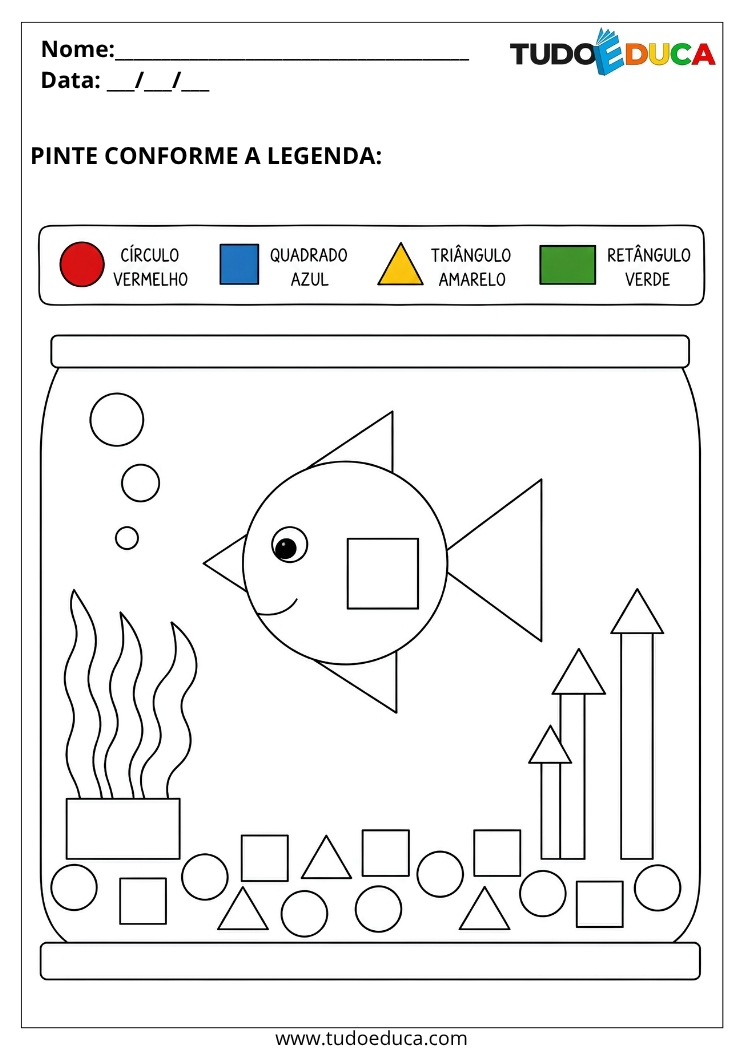 Atividade para Educação Infantil pinte conforme a legenda para Imprimir