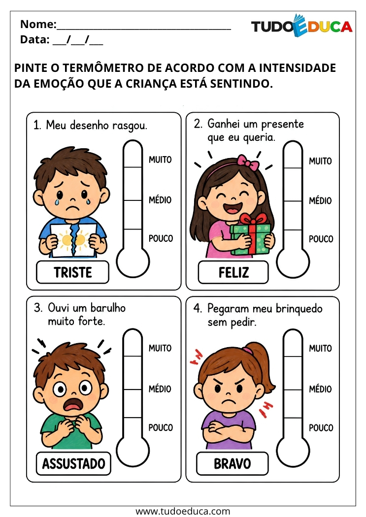 Atividade termômetro das Emoções para Deficiência Intelectual