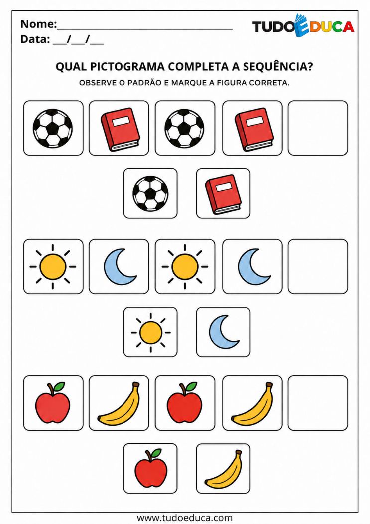 Atividade com Pictogramas com sequencia para Autismo