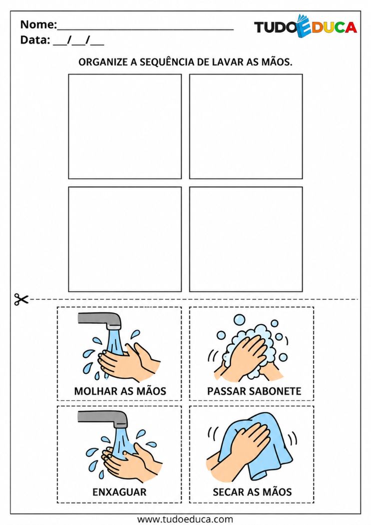 Atividade com Pictogramas de higiene para Autismo