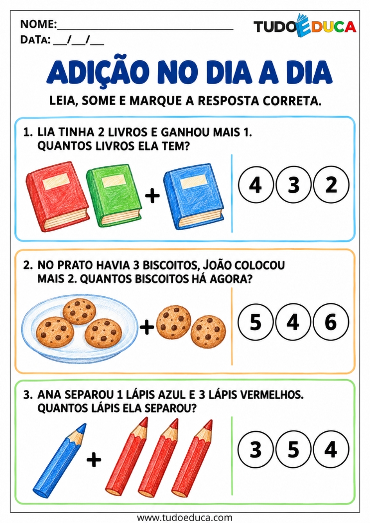 Atividade de Adição Simples de objetos para Deficiência Intelectual