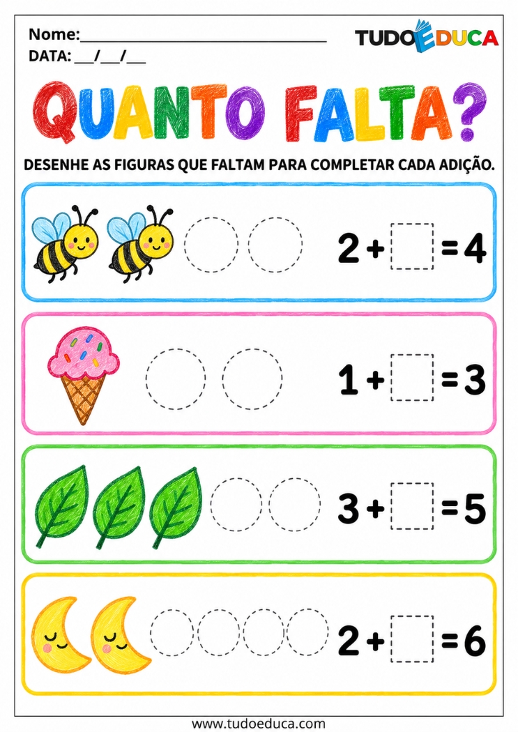 Atividade de Adição Simples de quanto falta para Deficiência Intelectual