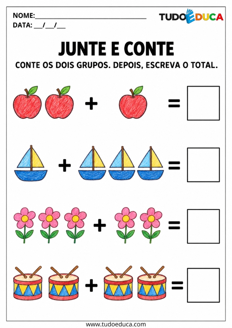 Atividade de Adição Simples para Deficiência Intelectual para imprimir